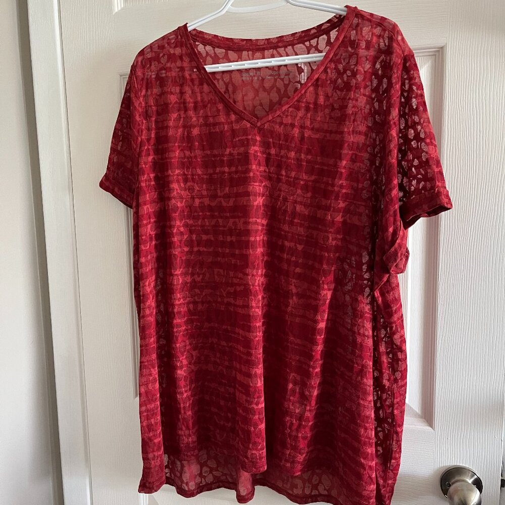 Penningtons Red Sheer Tshirt - Shaped Fit Size 3X  GUC